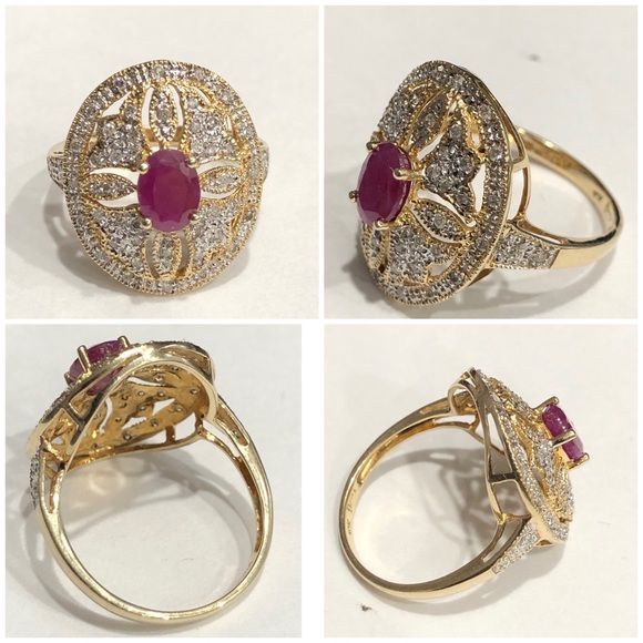 🌟SOLD!🌟10KT Gold Ruby & Diamond Art Deco Ring - Picture 2 of 7